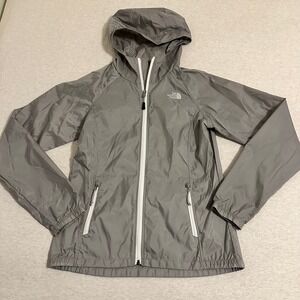 The North Face Womens Grey Hooded Lightweight Windbreaker Jacket Size S P